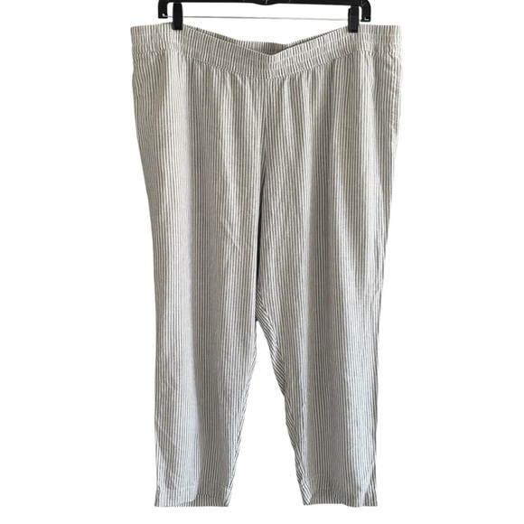 Old Navy High-Rise Linen Blend Pants Size XXL Straight Leg Casual Stretchy Waist - Picture 1 of 15